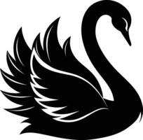 un negro silueta de un cisne vector