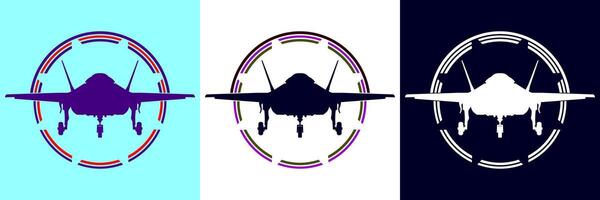 illustration of a fighter plane in a frame vector