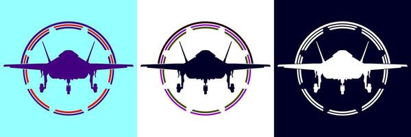 illustration of a fighter plane in a frame vector