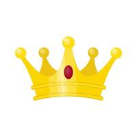 Luxury gold king's crown with oval ruby decoration, cartoon isolated illustration vector