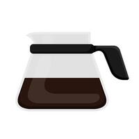 Glass coffee potwith black plastic holder, cartoon isolated illustration vector