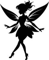 A silhouette of a fairy with wings vector