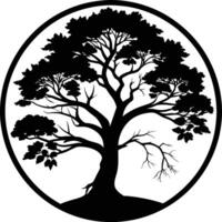 A black silhouette of a circle tree vector