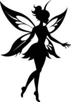 A silhouette of a fairy with wings vector