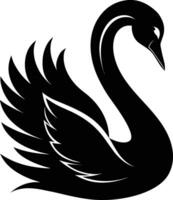 A black silhouette of a swan vector