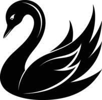 un negro silueta de un cisne vector