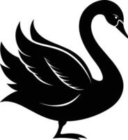 A black silhouette of a swan vector