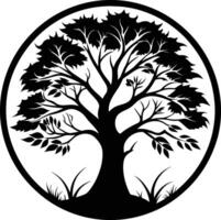 A black silhouette of a circle tree vector