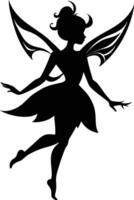 A silhouette of a fairy with wings vector