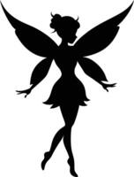 A silhouette of a fairy with wings vector