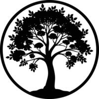 A black silhouette of a circle tree vector