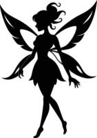 A silhouette of a fairy with wings vector