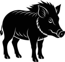 Black and white illustration of a wild boar vector