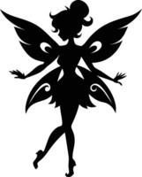 A silhouette of a fairy with wings vector