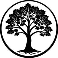 A black silhouette of a circle tree vector