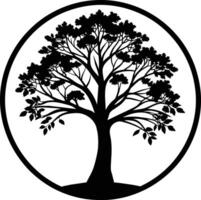 A black silhouette of a circle tree vector