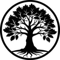 A black silhouette of a circle tree vector