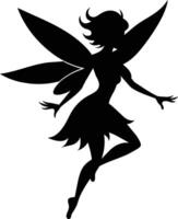 A silhouette of a fairy with wings vector