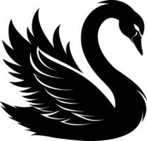 A black silhouette of a swan vector