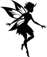 A silhouette of a fairy with wings vector