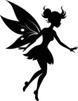 A silhouette of a fairy with wings vector