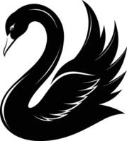 A black silhouette of a swan vector