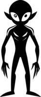 A black silhouette of a alien vector