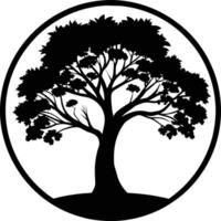 A black silhouette of a circle tree vector