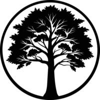 A black silhouette of a circle tree vector