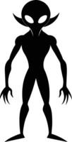 A black silhouette of a alien vector