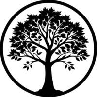 A black silhouette of a circle tree vector