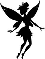 A silhouette of a fairy with wings vector