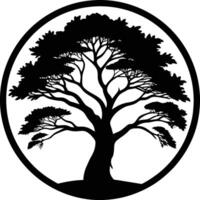 A black silhouette of a circle tree vector