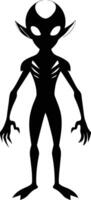 A black silhouette of a alien vector