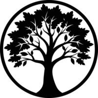 A black silhouette of a circle tree vector