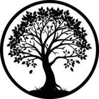 A black silhouette of a circle tree vector