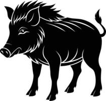 Black and white illustration of a wild boar vector