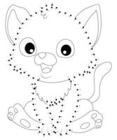 Unique Cat Dot coloring page for kids and adults. camping coloring book page for children. vector