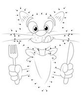 Unique Cat Dot coloring page for kids and adults. camping coloring book page for children. vector