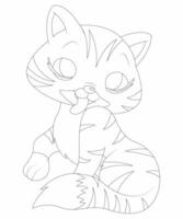 Cat coloring page for kids and adults. camping coloring book page for children. vector