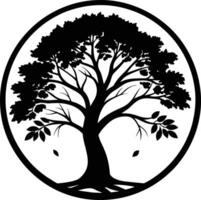 A black silhouette of a circle tree vector