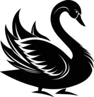 A black silhouette of a swan vector