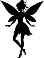 A silhouette of a fairy with wings vector