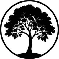 A black silhouette of a circle tree vector