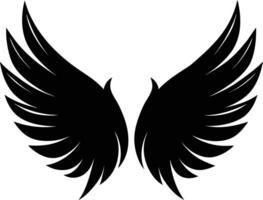 A black silhouette of a angel wings vector