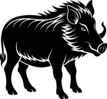 Black and white illustration of a wild boar vector