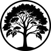 A black silhouette of a circle tree vector