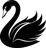 A black silhouette of a swan vector