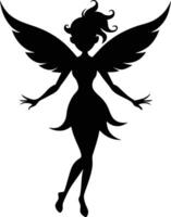 A silhouette of a fairy with wings vector