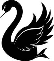 A black silhouette of a swan vector